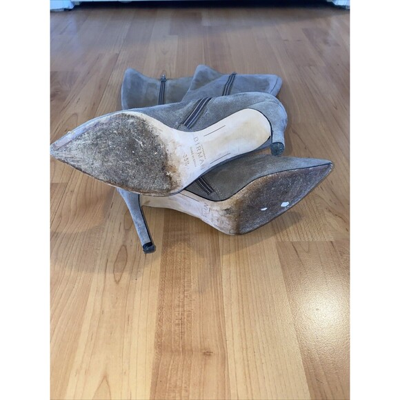 Alexandre Birman Beige Gray Suede Pointed Toe Zip High Heel Mid Calf Boot- 35.5 - Picture 7 of 12